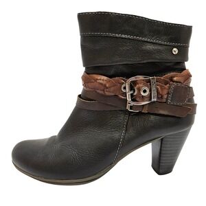 Pikolinos Verona Black/Brown Leather Slouchy Ankle Booties Size 39EU/8.5US